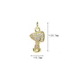 Approx 9.7x19.7mm Pendant Animal Puppy Gold Plated Cubic Zirconia Invisible Setting Charms For Women Jewelry Special Gift