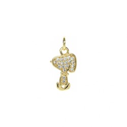 Approx 9.7x19.7mm Pendant Animal Puppy Gold Plated Cubic Zirconia Invisible Setting Charms For Women Jewelry Special Gift