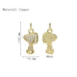 Approx 9.7x19.7mm Pendant Animal Puppy Gold Plated Cubic Zirconia Invisible Setting Charms For Women Jewelry Special Gift