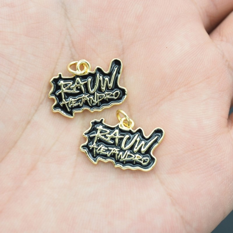 Approx 19.3x16.9mm Gold Plated Letter Black Enamel Pendant Charms Jewelry For Women Special Gift