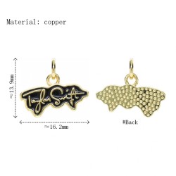Approx 16.2x13.9mm Pendant Enamel Letter Gold Plated Charms For Women Special Gift Jewelry