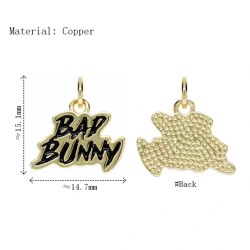 Approx 14.7x15.1mm Gold Plated Pendant Enamel Black Letter Charms For Women Special Gift Jewelry