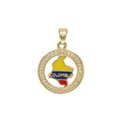 Enamel Round Round Shape Coin Shape Circle Venezuela Map Jewelry Gold Plated Copper Metal Pendant