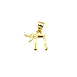  Alphabet Hebrew Chai Jewish Kabbalah Religious Jewelry Gold Plated Copper Metal Pendant