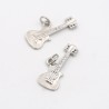 Approx 22x14.5mm Silver Plated Cubic Zirconia Pendant Guitar Musical Invisible Setting Charms For Women Jewelry Special Gift