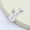 Approx 22x14.5mm Silver Plated Cubic Zirconia Pendant Guitar Musical Invisible Setting Charms For Women Jewelry Special Gift