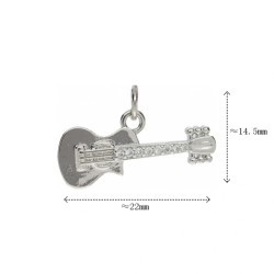 Approx 22x14.5mm Silver Plated Cubic Zirconia Pendant Guitar Musical Invisible Setting Charms For Women Jewelry Special Gift