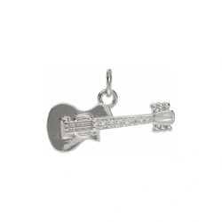 Approx 22x14.5mm Silver Plated Cubic Zirconia Pendant Guitar Musical Invisible Setting Charms For Women Jewelry Special Gift