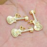 Approx 23x15.2mm Invisible Setting Guitar Musical Pendant Gold Plated Cubic Zirconia Charms Jewelry Special Gift For Women