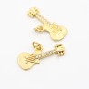 Approx 23x15.2mm Invisible Setting Guitar Musical Pendant Gold Plated Cubic Zirconia Charms Jewelry Special Gift For Women