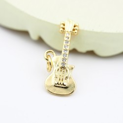 Approx 23x15.2mm Invisible Setting Guitar Musical Pendant Gold Plated Cubic Zirconia Charms Jewelry Special Gift For Women