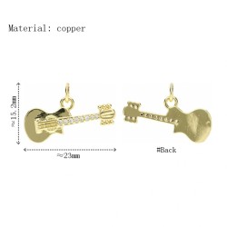 Approx 23x15.2mm Invisible Setting Guitar Musical Pendant Gold Plated Cubic Zirconia Charms Jewelry Special Gift For Women
