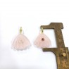 Approx 28mm Crystal Rose Quartz Cubic Zirconia Shell Shape Nautical Gold Plated Invisible Setting Pendant Jewelry Special Gift