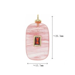 Approx 13.7x26.5mm Gold Plated Oblong Invisible Setting Glass Watermelon Crystal Cubic Zirconia Pendant Jewelry For Women