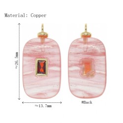 Approx 13.7x26.5mm Gold Plated Oblong Invisible Setting Glass Watermelon Crystal Cubic Zirconia Pendant Jewelry For Women