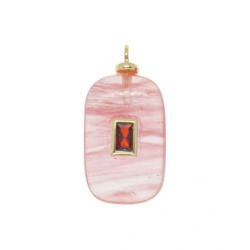 Approx 13.7x26.5mm Gold Plated Oblong Invisible Setting Glass Watermelon Crystal Cubic Zirconia Pendant Jewelry For Women
