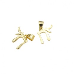  Alphabet Hebrew Chai Jewish Kabbalah Religious Jewelry Gold Plated Copper Metal Pendant