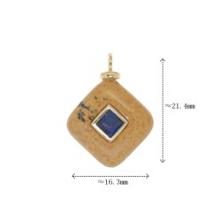 Approx 16.3x21.4mm Square Invisible Setting Gold Plated Cubic Zirconia Serpeggiante Pendant Charms For Women Jewelry