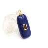 Approx 11.9x30.1mm Stone Lapis Lazuli Square Rectangle Round Coin Shape Gold Plated Invisible Setting Pendant