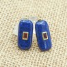 Approx 11.9x30.1mm Stone Lapis Lazuli Square Rectangle Round Coin Shape Gold Plated Invisible Setting Pendant