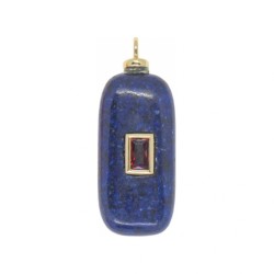 Approx 11.9x30.1mm Stone Lapis Lazuli Square Rectangle Round Coin Shape Gold Plated Invisible Setting Pendant