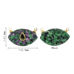 Approx 21.8x13.4mm Zoisite Gold Plated Invisible Setting Drop Shape Religious Turkish Eye Teardrop Pendant Islam Red Charms