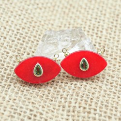 Approx 21.8x13.1mm Agate Gold Plated Invisible Setting Pendant Islam Red Teardrop Religious Turkish Eye Drop Shape Charms