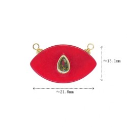 Approx 21.8x13.1mm Agate Gold Plated Invisible Setting Pendant Islam Red Teardrop Religious Turkish Eye Drop Shape Charms