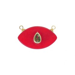 Approx 21.8x13.1mm Agate Gold Plated Invisible Setting Pendant Islam Red Teardrop Religious Turkish Eye Drop Shape Charms