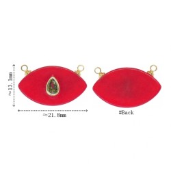 Approx 21.8x13.1mm Agate Gold Plated Invisible Setting Pendant Islam Red Teardrop Religious Turkish Eye Drop Shape Charms