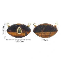 约22.1x13.8毫米电镀金色红色虎眼石锆石铜邪眼泪滴形吊坠