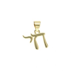  Alphabet Hebrew Chai Jewish Kabbalah Religious Jewelry Gold Plated Copper Metal Pendant