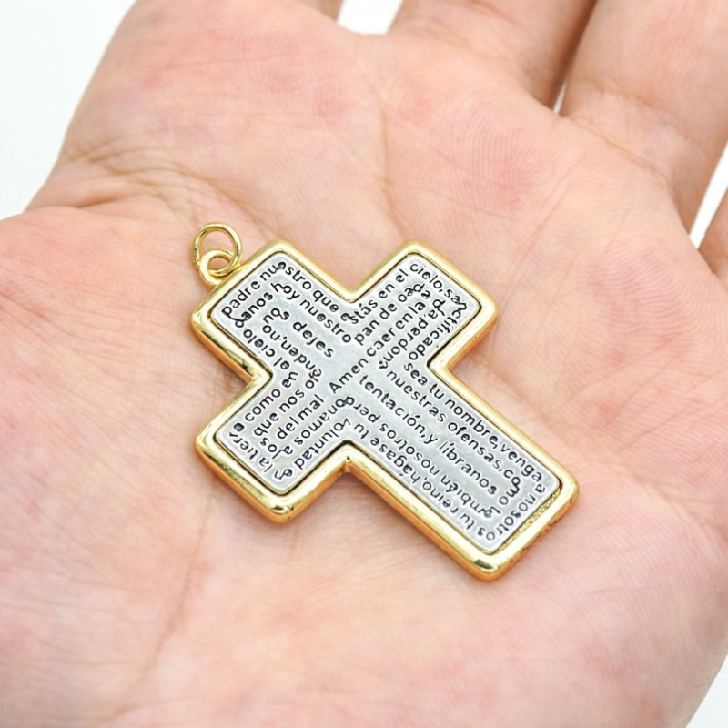 Approx 29.8x43.8mm Jesus Gold Plated Two Electroplated Dual Tone Cross Holy Bible Christian Pendant For Women