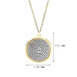 18x2inch Round Shape Holy Bible Circle Chains Necklaces Dual Two Tone Electroplated Gold Plated Necklace For Women