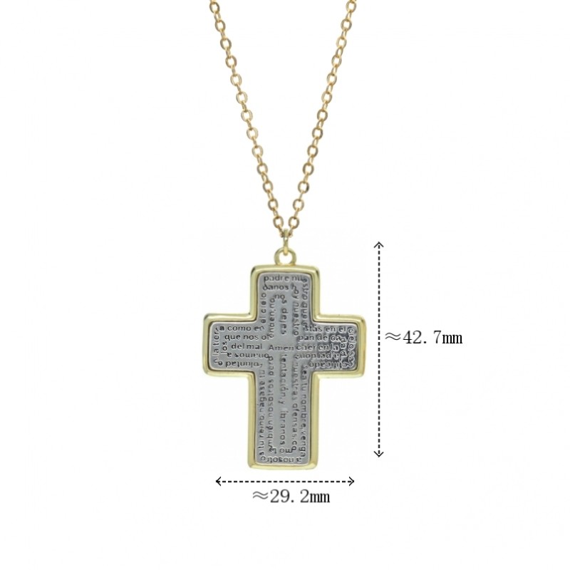 18x2inch Jesus Christian Cross Holy Bible Dual Two Tone Electroplated Gold Plated Chains Necklaces Necklace