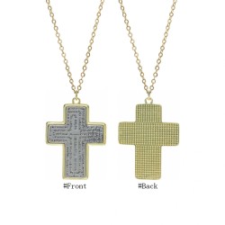 18x2inch Jesus Christian Cross Holy Bible Dual Two Tone Electroplated Gold Plated Chains Necklaces Necklace