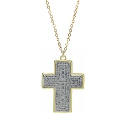 18x2inch Jesus Christian Cross Holy Bible Dual Two Tone Electroplated Gold Plated Chains Necklaces Necklace