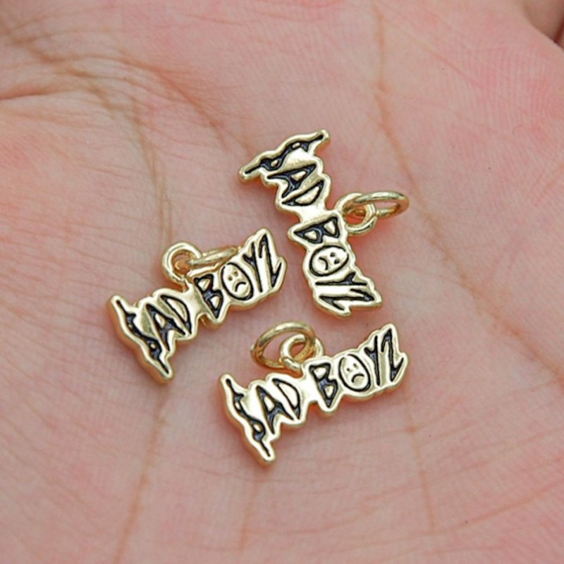 Approx 13.9x12.1mm Enamel Pendant Gold Plated Face Letter Black Charms Special Gift Jewelry For Women