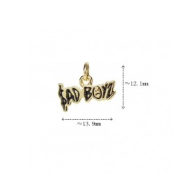 Approx 13.9x12.1mm Enamel Pendant Gold Plated Face Letter Black Charms Special Gift Jewelry For Women