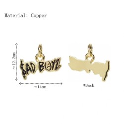 Approx 13.9x12.1mm Enamel Pendant Gold Plated Face Letter Black Charms Special Gift Jewelry For Women
