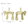 Alphabet Hebrew Chai Jewish Kabbalah Religious Jewelry Gold Plated Copper Metal Cubic Zirconia Pendant