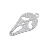 Approx 11.4x22.3mm Silver Plated Clear Cubic Zirconia Skull Animal Invisible Setting Halloween Pendant Charms