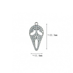 Approx 11.4x22.3mm Silver Plated Clear Cubic Zirconia Skull Animal Invisible Setting Halloween Pendant Charms