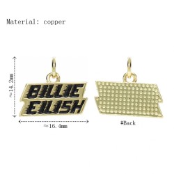 Approx 16.4x14.4mm Letter Alphabet Pendant Gold Plated Black Enamel Charms For Women Jewelry Special Gift