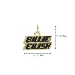 Approx 16.4x14.4mm Letter Alphabet Pendant Gold Plated Black Enamel Charms For Women Jewelry Special Gift