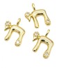 Alphabet Hebrew Chai Jewish Kabbalah Religious Jewelry Gold Plated Copper Metal Cubic Zirconia Pendant