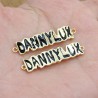 Approx 38.9x9mm Letter Gold Plated Black Enamel Connector Special Gift For Women Jewelry