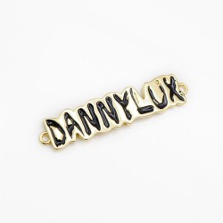 Approx 38.9x9mm Letter Gold Plated Black Enamel Connector Special Gift For Women Jewelry