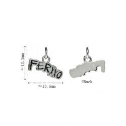 Approx 13.6x13.1mm Pendant Enamel Black Letter Silver Plated Charms Special Gift Jewelry For Women