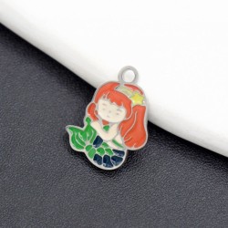 Approx 12.7x16.3mm Silver Plated Enamel Pendant Animal Mermaid Colors Charms Special Gift For Women Jewelry